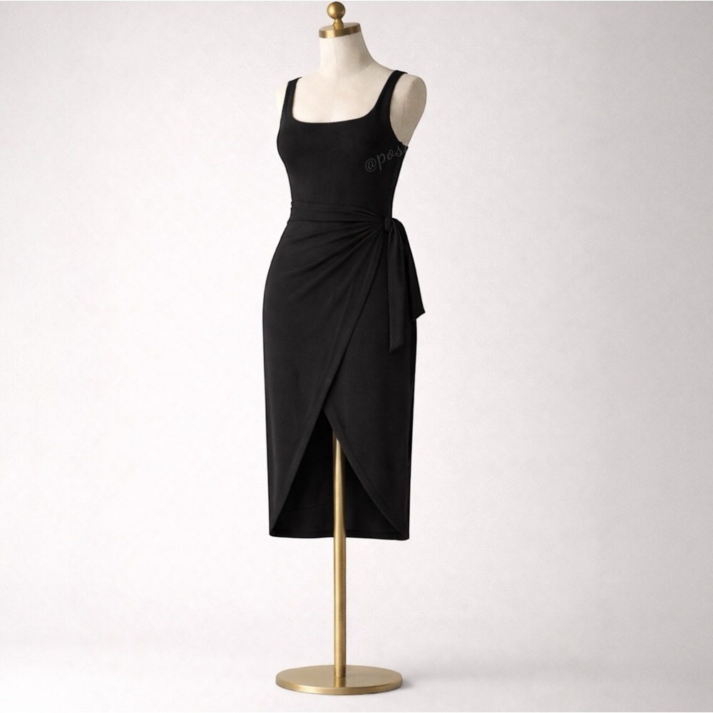 Wilfred Saturn Midi Wrap Dress – Black | Resort Chic - Picture 4 of 7